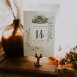 Elegant Barn | Watercolor Table Number Card<br><div class="desc">This wedding table card features watercolor greenery and little rustic barn. Elegant and charming this design is perfect for any event. These designs can be personalised for your special occasion and would be perfect for your wedding, bridal shower, engagement party, birthday party and many more special occasions. Add your custom...</div>
