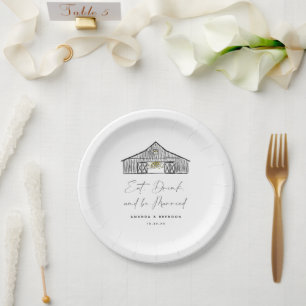 Elegant Barn Wedding Quote Paper Plate