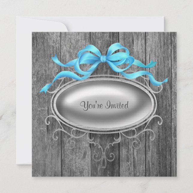 Elegant Barn Wood Party Invitation Template (Front)