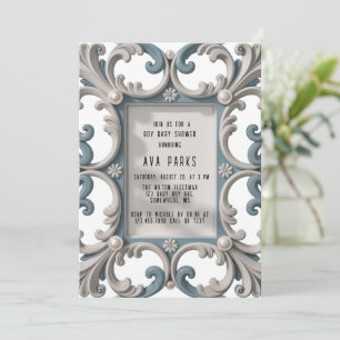 Elegant Baroque Baby Boy Shower Invitation