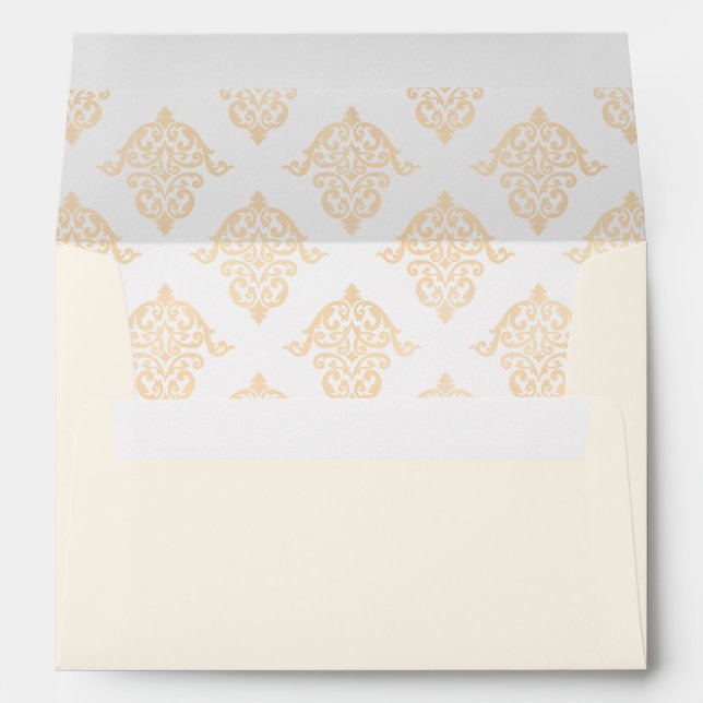 Elegant Baroque Beige Cream Wedding Return Address Envelope (Back (Bottom))