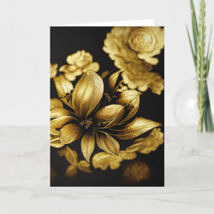 Elegant Baroque Black & Gold Floral Note Card