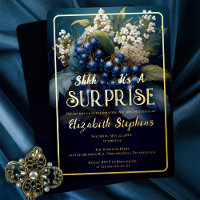 Elegant Baroque Blue Floral Surprise 30th Birthday