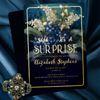 Elegant Baroque Blue Floral Surprise 40th Birthday