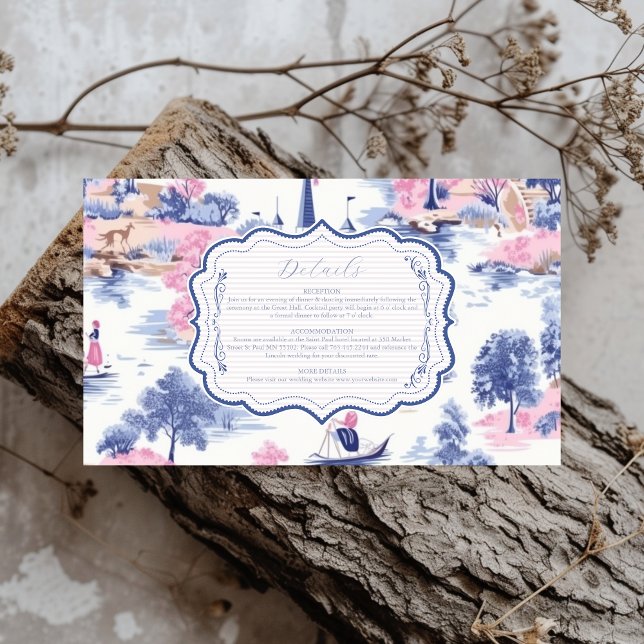 Elegant Baroque Blue French Garden Floral Wedding Enclosure Card (Creator Uploaded)