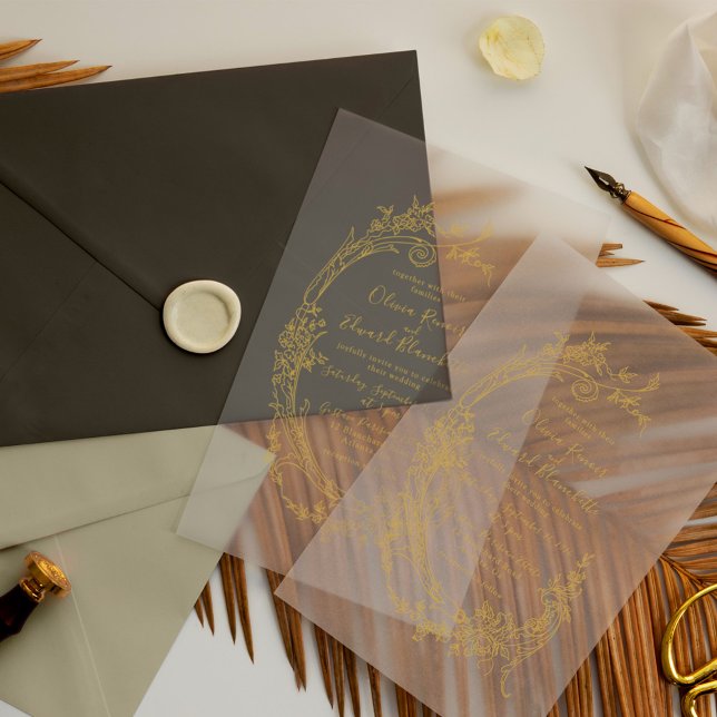 Elegant Baroque Chinoiserie Vintage Gold Wedding Acrylic Invitations (Creator Uploaded)