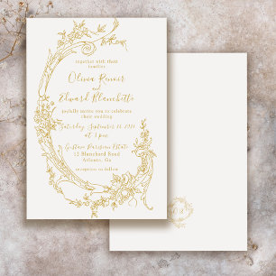Elegant Baroque Chinoiserie Vintage Gold Wedding Invitation