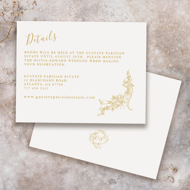 Elegant Baroque Chinoiserie Vintage Wedding Detail Enclosure Card (Creator Uploaded)