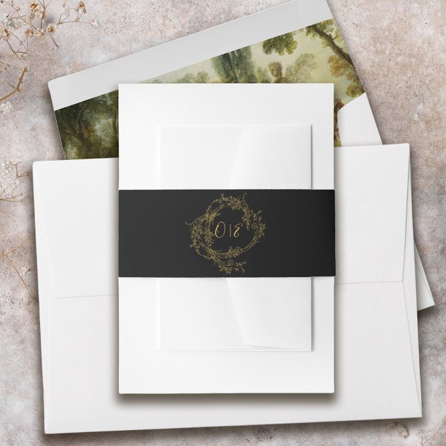 Elegant Baroque Chinoiserie Vintage Wedding Invitation Belly Band (Creator Uploaded)