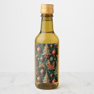 Elegant Baroque Christmas Mini Wine Bottle Labels