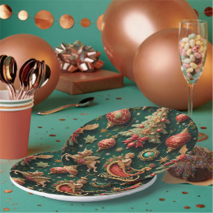 Elegant Baroque Christmas Paper Plates