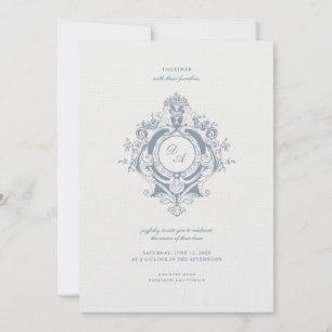 Elegant Baroque Crest Minimalist Wedding Invitation