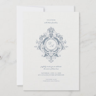 Elegant Baroque Crest Minimalist Wedding Invitation