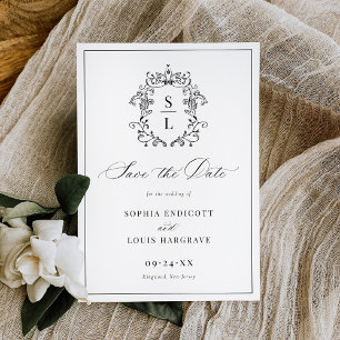 Elegant Baroque Crest Monogram Wedding Save The Date