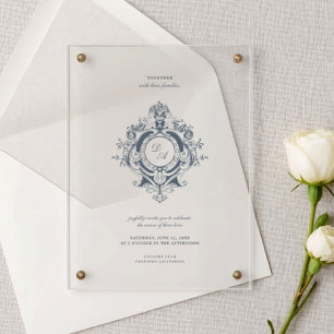 Elegant Baroque Crest Wedding Acrylic Invitation