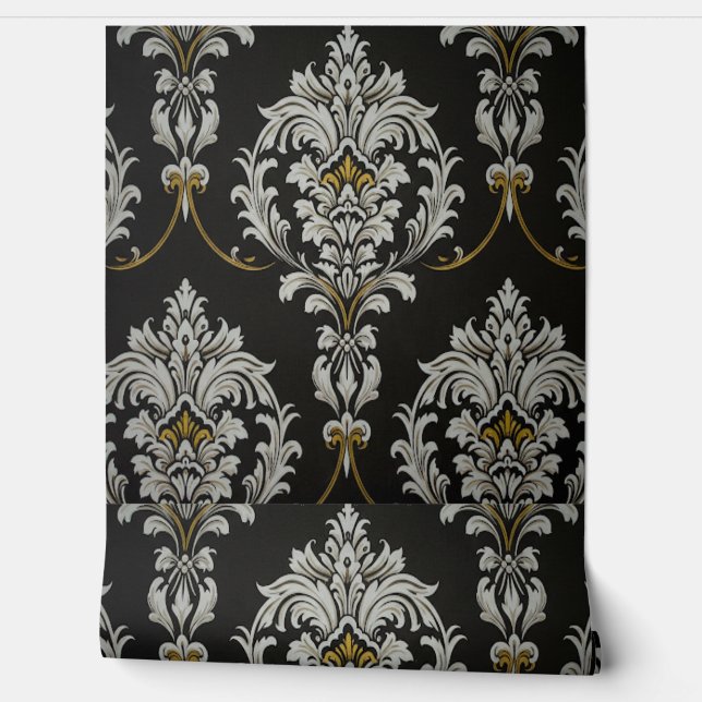 Elegant Baroque Damask Wallpaper (Unrolling)