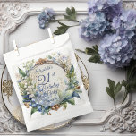 Elegant Baroque Floral Frame 21st Birthday Party Favour Bags<br><div class="desc">A stunning garden-inspired birthday party design featuring an elaborate Baroque-style decorative circular frame adorned with an elegant blend of floral motifs. The dusky blue frame is gracefully draped in delicate Lily of the Valley and Hawthorn flowers, creating a romantic and timeless atmosphere. The intricate detailing of the Baroque elements adds...</div>
