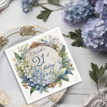 Elegant Baroque Floral Frame 21st Birthday Party Napkin<br><div class="desc">A stunning garden-inspired birthday party design featuring an elaborate Baroque-style decorative circular frame adorned with an elegant blend of floral motifs. The dusky blue frame is gracefully draped in delicate Lily of the Valley and Hawthorn flowers, creating a romantic and timeless atmosphere. The intricate detailing of the Baroque elements adds...</div>