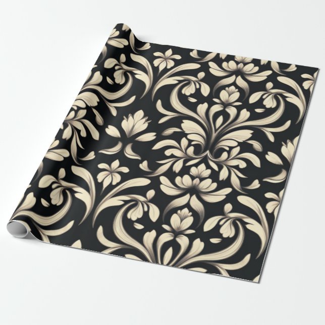 Elegant Baroque Floral Wrapping Paper (Unrolled)