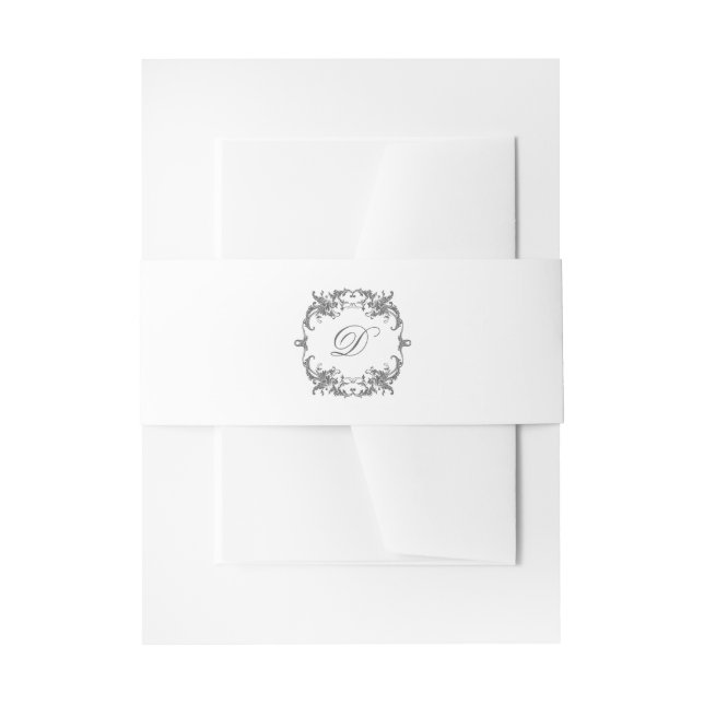 Elegant Baroque Frame with Your Monogram Initial Invitation Belly Band (Front Example)