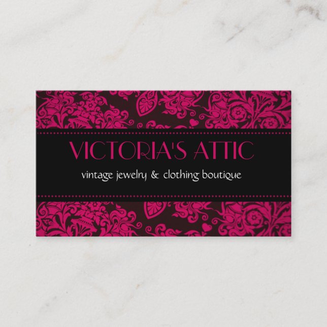 Elegant Baroque Fushia & Black Profile Card (Front)