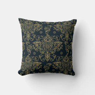 Elegant Baroque Gold Butterfly Flourish Cushion