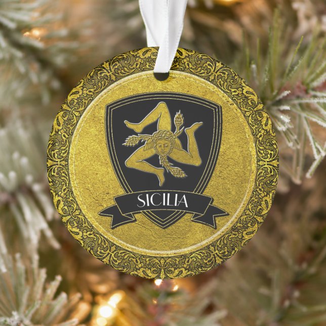 Elegant Baroque Gold Sicilian Trinacria Ornament (Tree)
