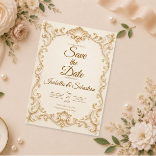 Elegant Baroque Gold Wedding Save The Date