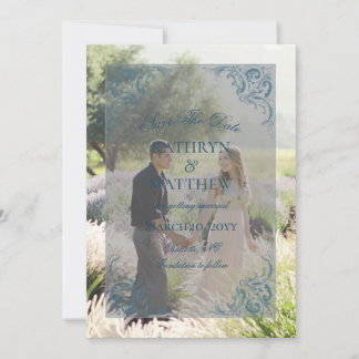 Elegant Baroque Pattern Photo Save The Date Card