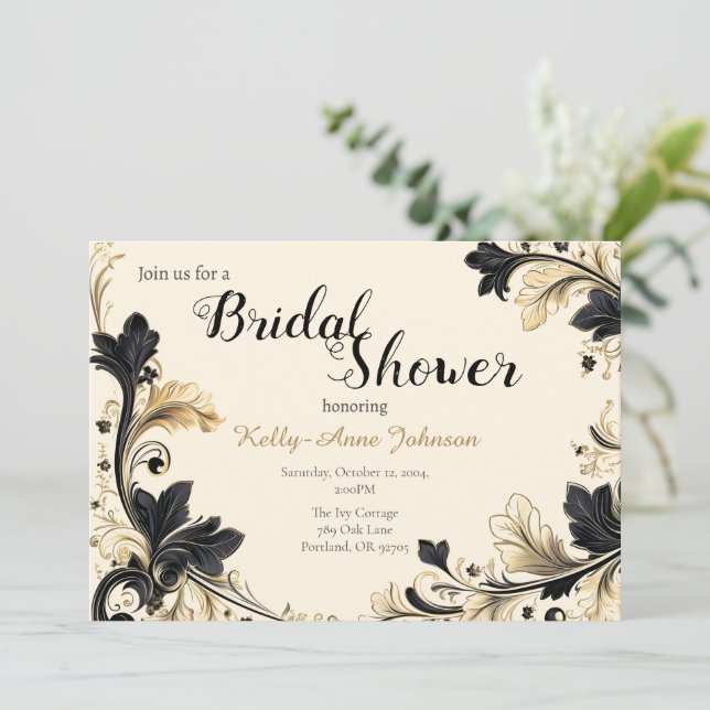 "Elegant baroque-style corner border design Invitation (Standing Front)