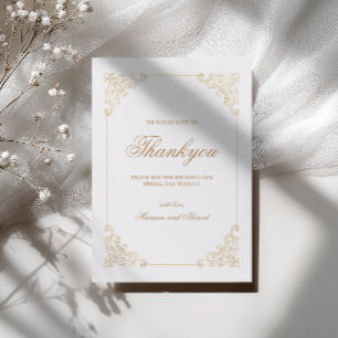 Elegant Baroque Stylish Script Wedding Thank You Card
