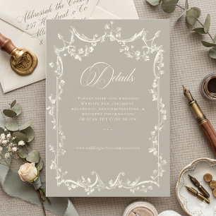 Elegant Baroque Vintage Neutral Tan Ivory Wedding Enclosure Card