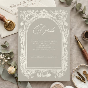 Elegant Baroque Vintage Neutral Tan Ivory Wedding Enclosure Card
