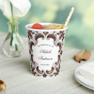 Elegant Baroque Wedding Frame Bridal Shower Paper Cups