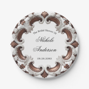 Elegant Baroque Wedding Frame Bridal Shower Paper Plate