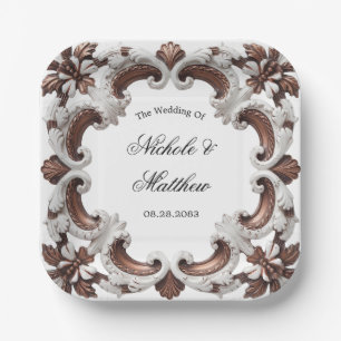 Elegant Baroque Wedding Frame Paper Plate