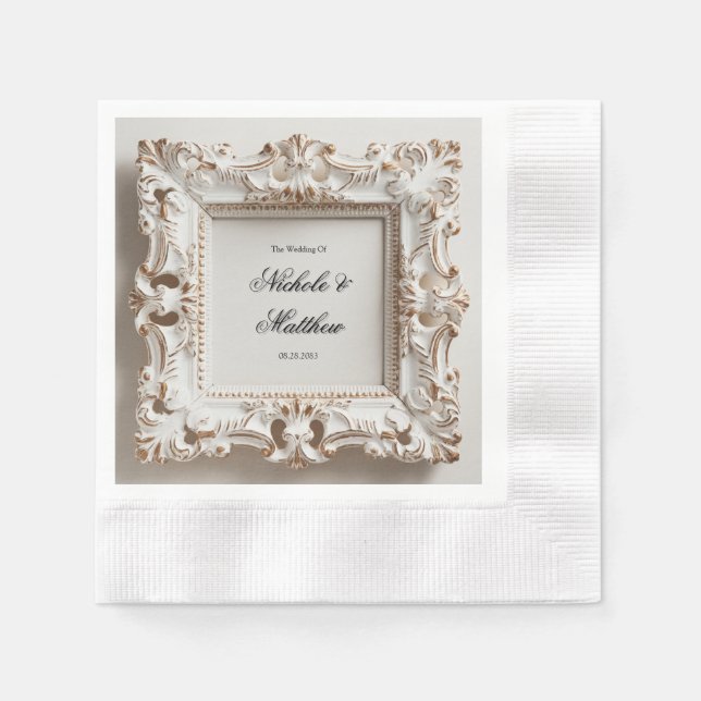 Elegant Baroque Wedding in Cream Napkin (Front)