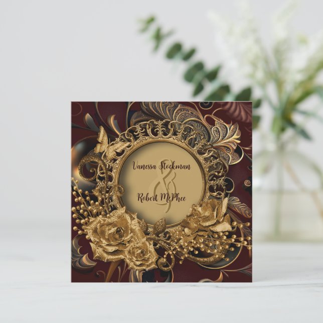Elegant Baroque Wedding Invitation (Standing Front)