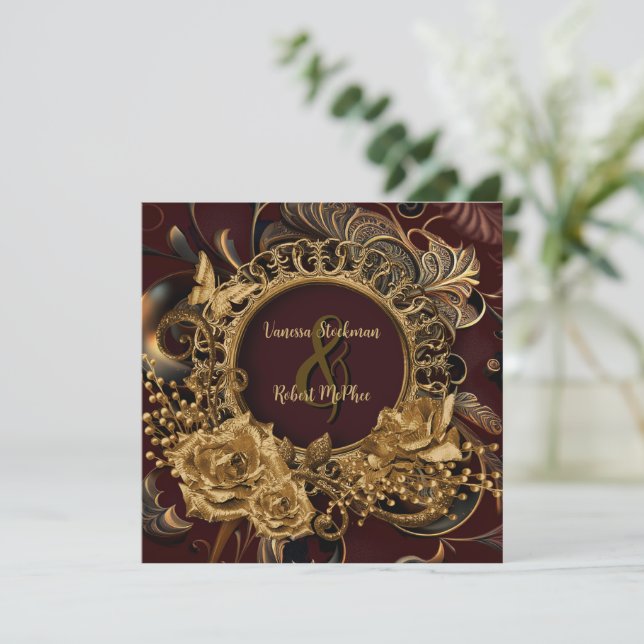 Elegant Baroque Wedding Invitation (Standing Front)