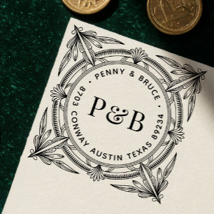 Elegant Baroque Wooden Return Address Stamp