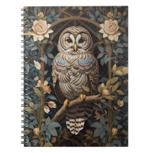 Elegant Barred Owl William Morris Inspired Notebook