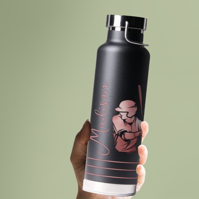  Elegant Baseball Personalised Script Name Water Bottle (Creator Uploaded)