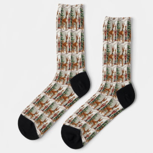 Elegant Basenji Dog Nutcracker Modern Christmas Socks