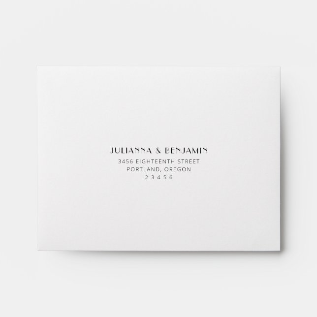 Elegant Basic White Art Deco RSVP Return Address Envelope (Front)