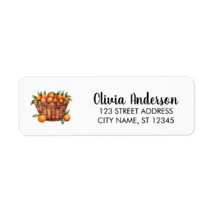 Elegant Basket Of Oranges Return Address Label