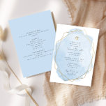 Elegant Bat Mitzvah, Blue Watercolor, Double-Sided Invitation<br><div class="desc">This modern design features your custom text on a watercolor splash outlined in a geometric shaped frame.  Use the template form to add your text.. The advanced editing menus,  accessed by choosing to edit with the "Design Tool",  will allow you to change the fonts and layout.</div>