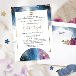 Elegant Bat Mitzvah Celestial Watercolor<br><div class="desc">Delight friends and family with this beautiful and elegant Celestial theme Bat Mitzvah invitation! Design with delicate watercolor stains creating a captivating celestial background. Ability to add your ceremony and reception, luncheon, dinner or party details! Watercolor celestial map with constellations on the bottom border. Faux gold foil star of David,...</div>