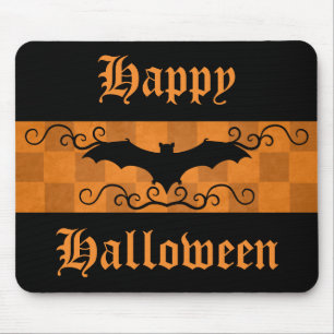 Elegant bat with swirls Happy Halloween Mouse Pad
