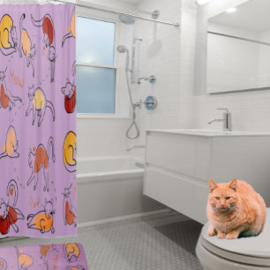 Elegant Bath Cat Lover  Shower Curtain