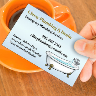 Elegant Bathtub Plumbing Professional Plumber Business Card